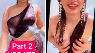 ADITI MISTRY Most Expensive Blouseless Saree Live PART 2 UPDATE Completely See Thru Nipples Huge Boobs Pressing with Full Face Clear Audio